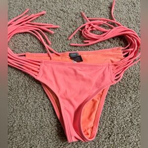 Aerie coral/peach/pink Strappy Bikini Bottom